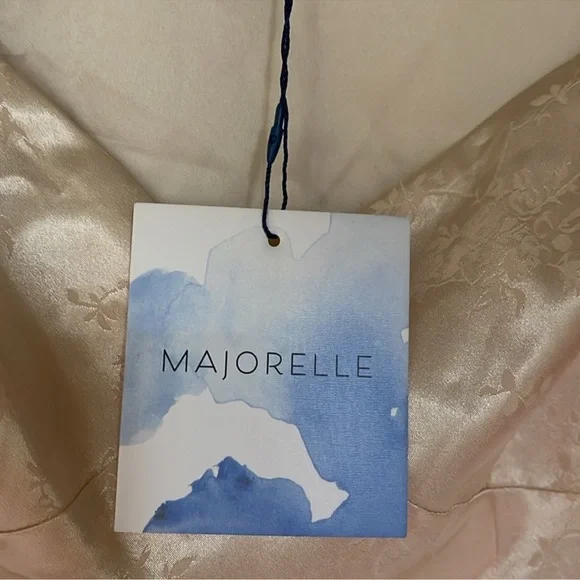 Revolve Majorelle Etta mini Cream Satin Dress with Bow in champagne
